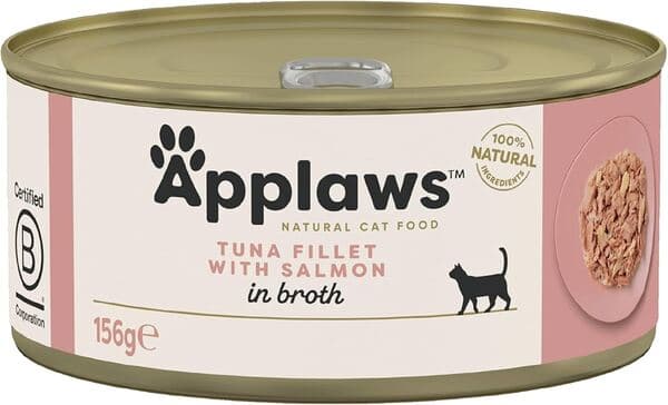 Applaws Tuna Fillet with Salmon in Broth, Kissan märkäruoka, Adult, 156 g – Applaws