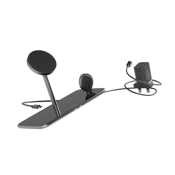 Epico Mag+ Glass Charging Stand MagSafe compatible with UK plug - black