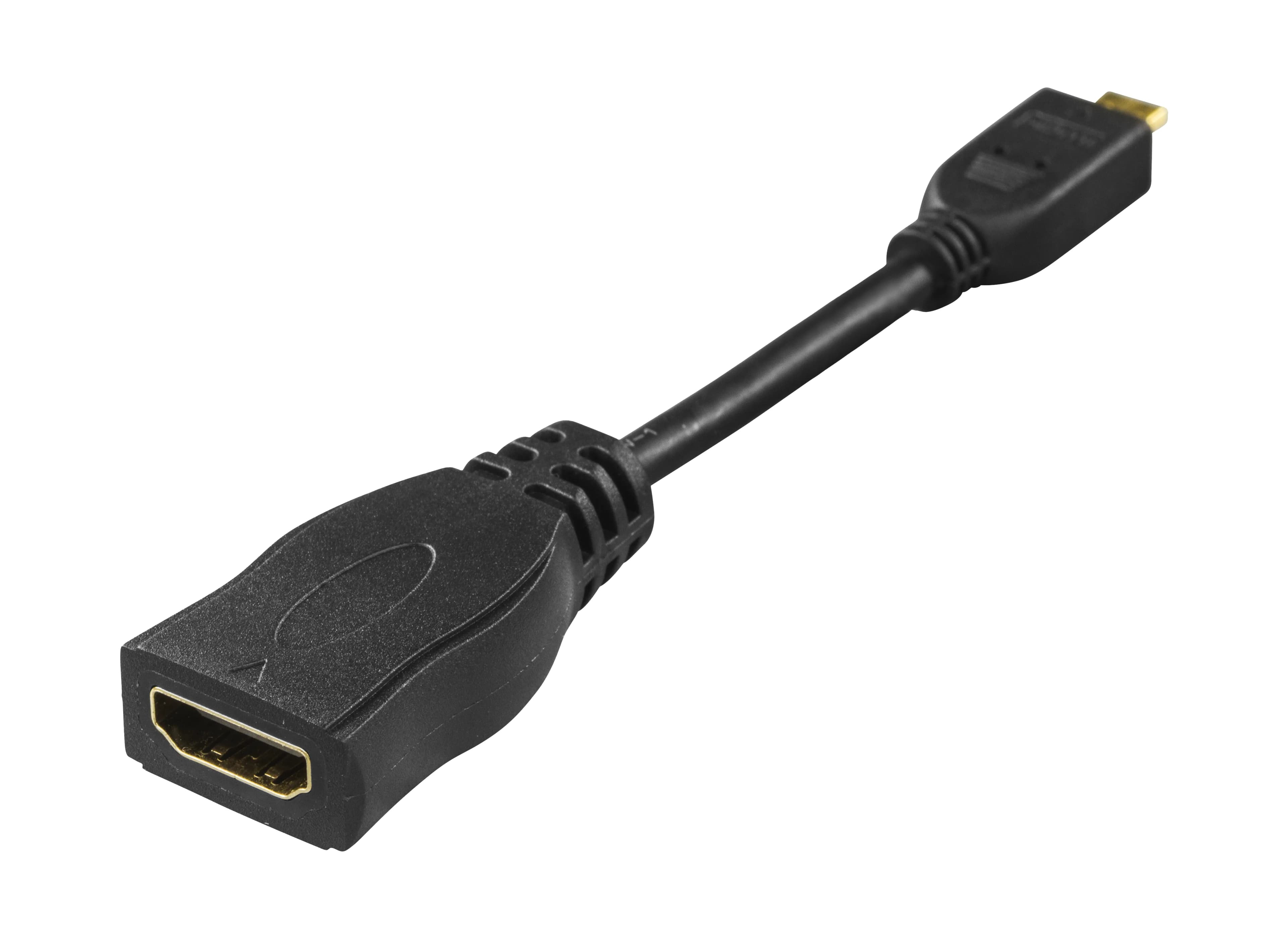 Deltaco HDMI / mikro-HDMI-sovitin, 0,1 m, musta