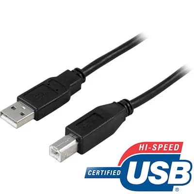 Deltaco USB-A – USB-B -kaapeli, 1 m, musta – Deltaco