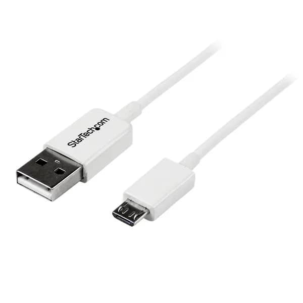 StarTech USB-A – Micro USB -kaapeli, 1 m, valkoinen