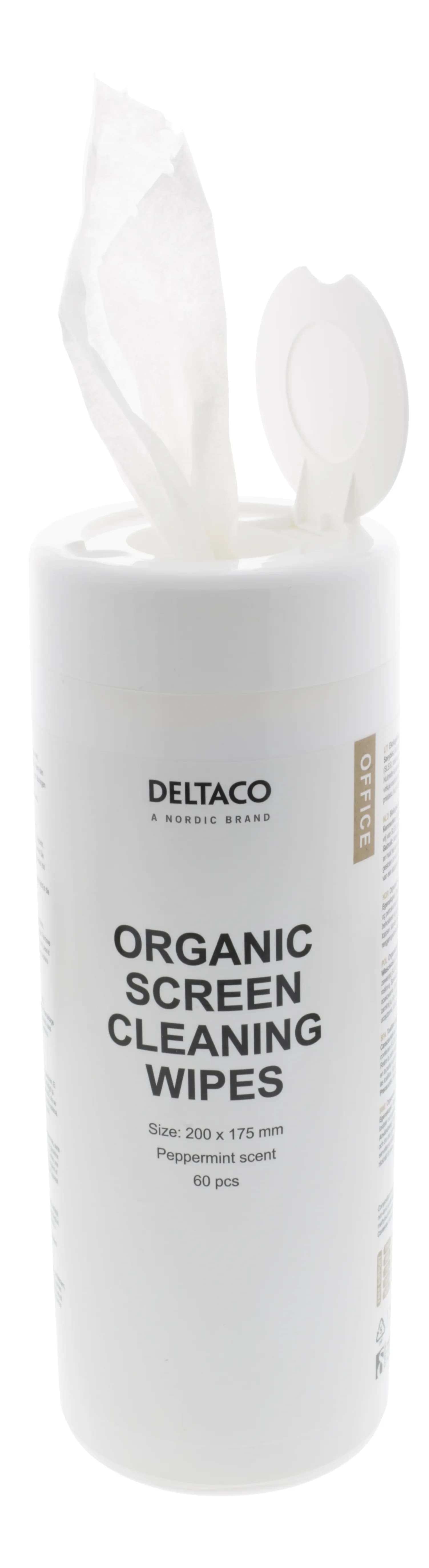 DELTACO ECO Cleaning wipes for screens 20x17cm 60 pcs – Deltaco