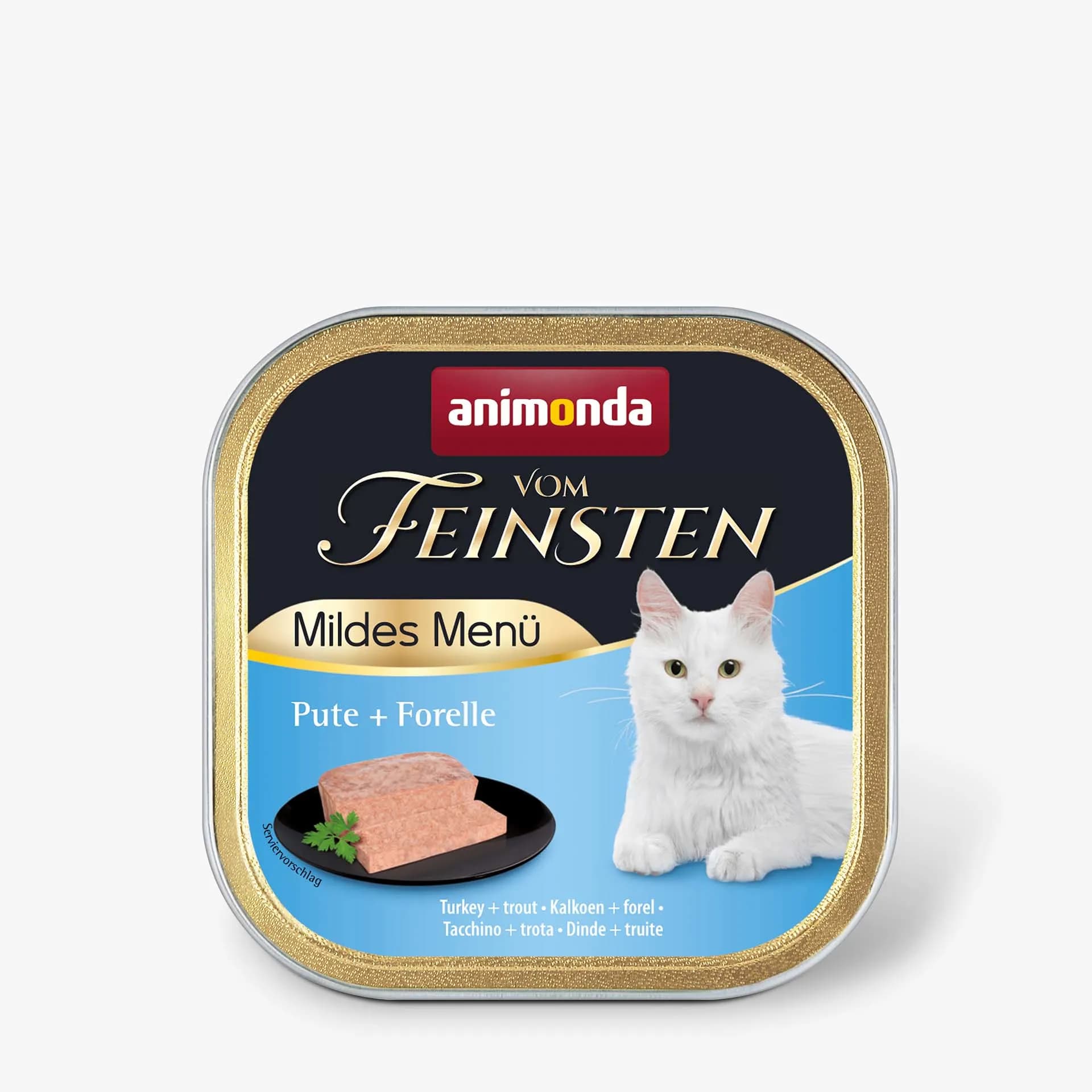 Animonda Vom Feinsten Adult Paté Mild Menu Turkey + Trout, Kissan märkäruoka, Sensitive, 100 g – Animonda