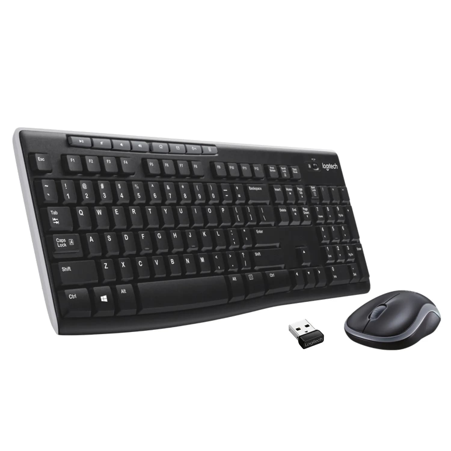 Logitech MK270 -langaton ergonominen näppäimistö ja hiiri, musta – Logitech
