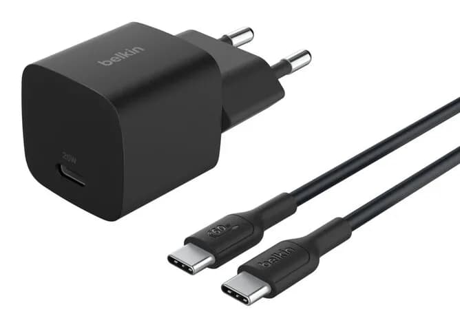 Belkin Boost Charge 25W PD -laturi + 1m USB-C kaapeli, Musta