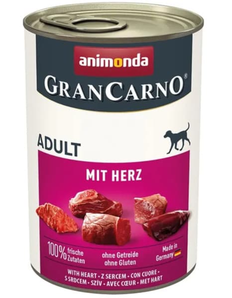 Animonda GranCarno Adult with Heart, Koiran märkäruoka, Viljaton, 400 g – Animonda