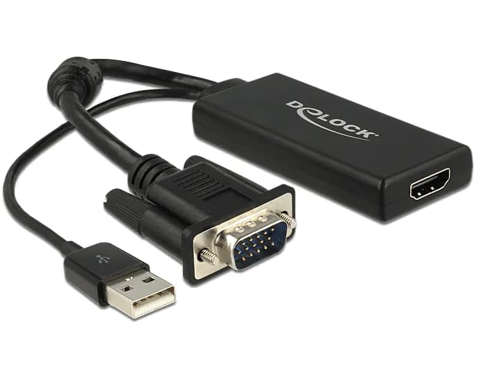 De-Lock  HDMI – VGA + USB -adapteri, Musta