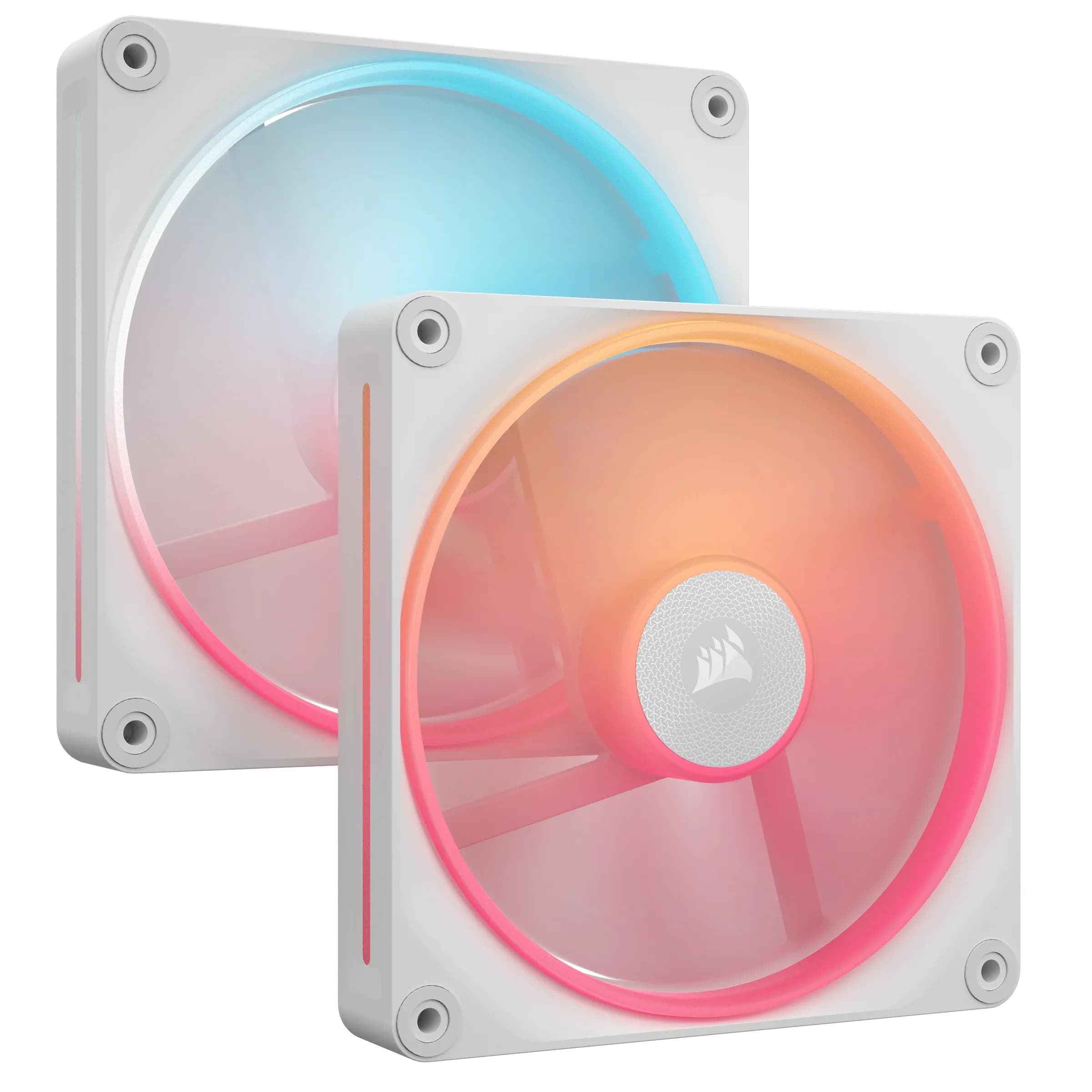 Corsair iCUE LINK LX140-R, 140 mm, PWM, Magneettikupulaakeri, RGB -tuuletinsarja, 2 kpl, valkoinen