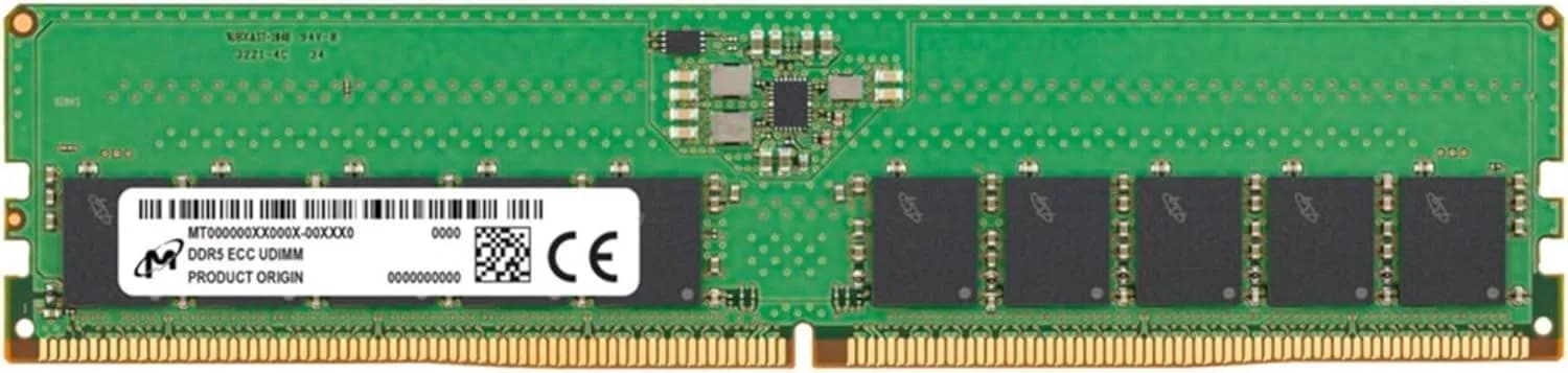 Crucial ECC UDIMM 16 Gt (1 x 16 Gt) DDR5 5600 MHz, CL36 -muisti, vihreä/musta