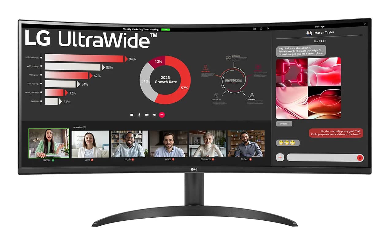 LG UltraWide 34WR50QK-B 34" UWQHD, VA -kaareva näyttö – LG