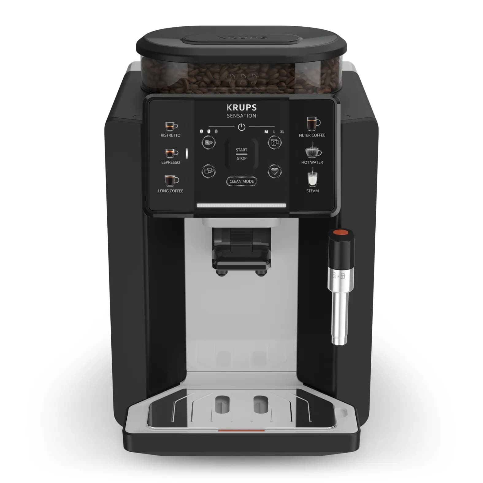KRUPS Sensation C90 EA910A -täysautomaattinen espressokone, musta, kromi – Krups