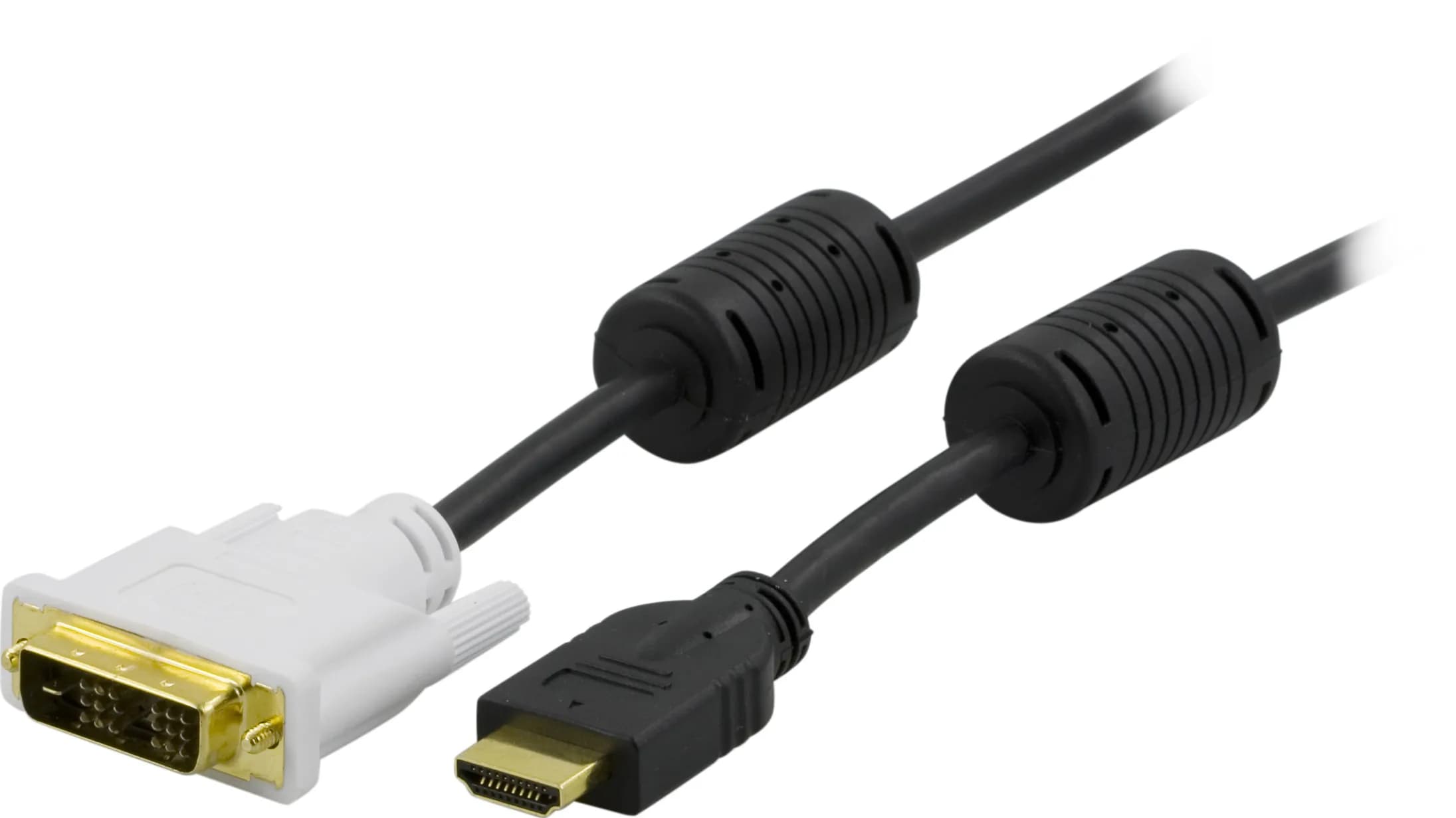 Deltaco HDMI – DVI-D Single Link -kaapeli, 0,5 m, mustavalkoinen – Deltaco