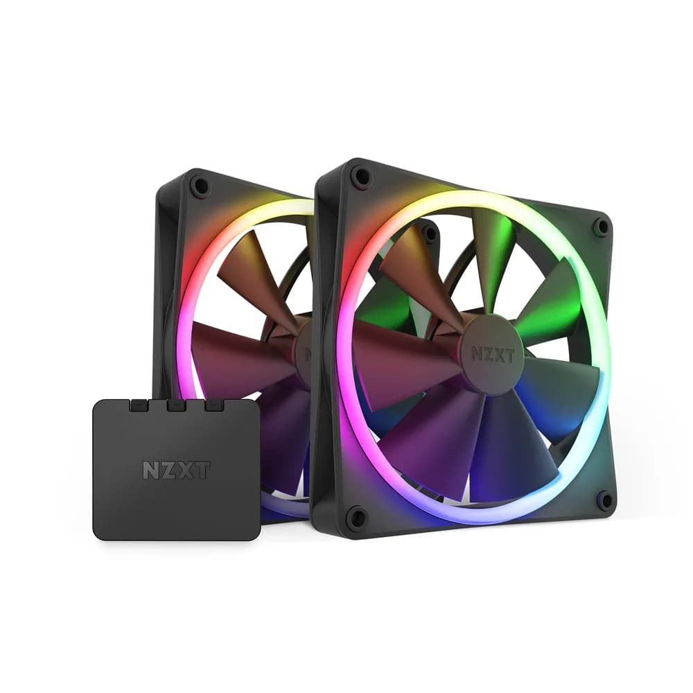 NZXT F140 PWM RGB -tuuletinsarja, nestelaakeri, 140 mm, 2 kpl, musta