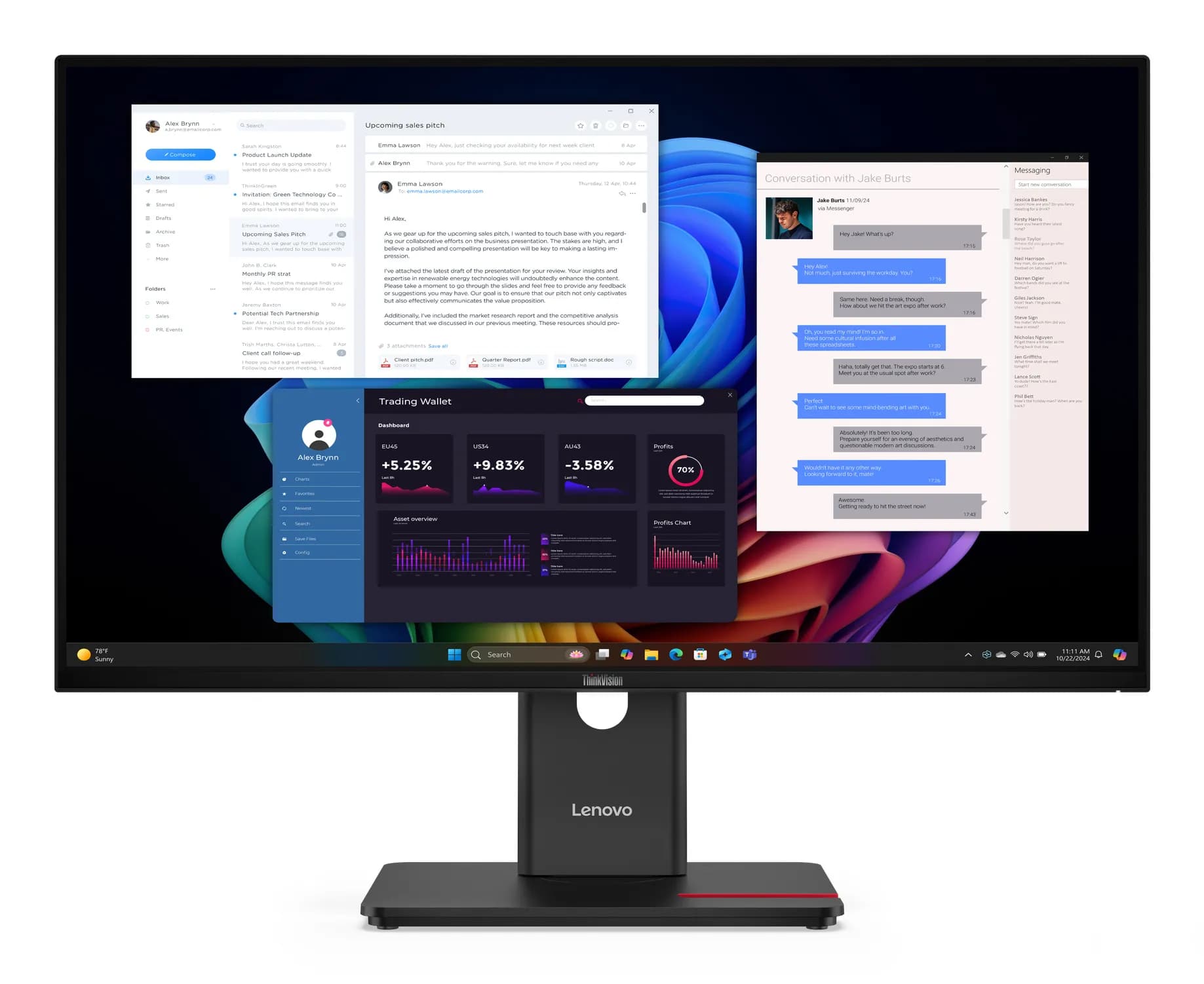 Lenovo ThinkVision T27UD-40 27" 4K UHD, IPS -näyttö, USB-C hub – Lenovo