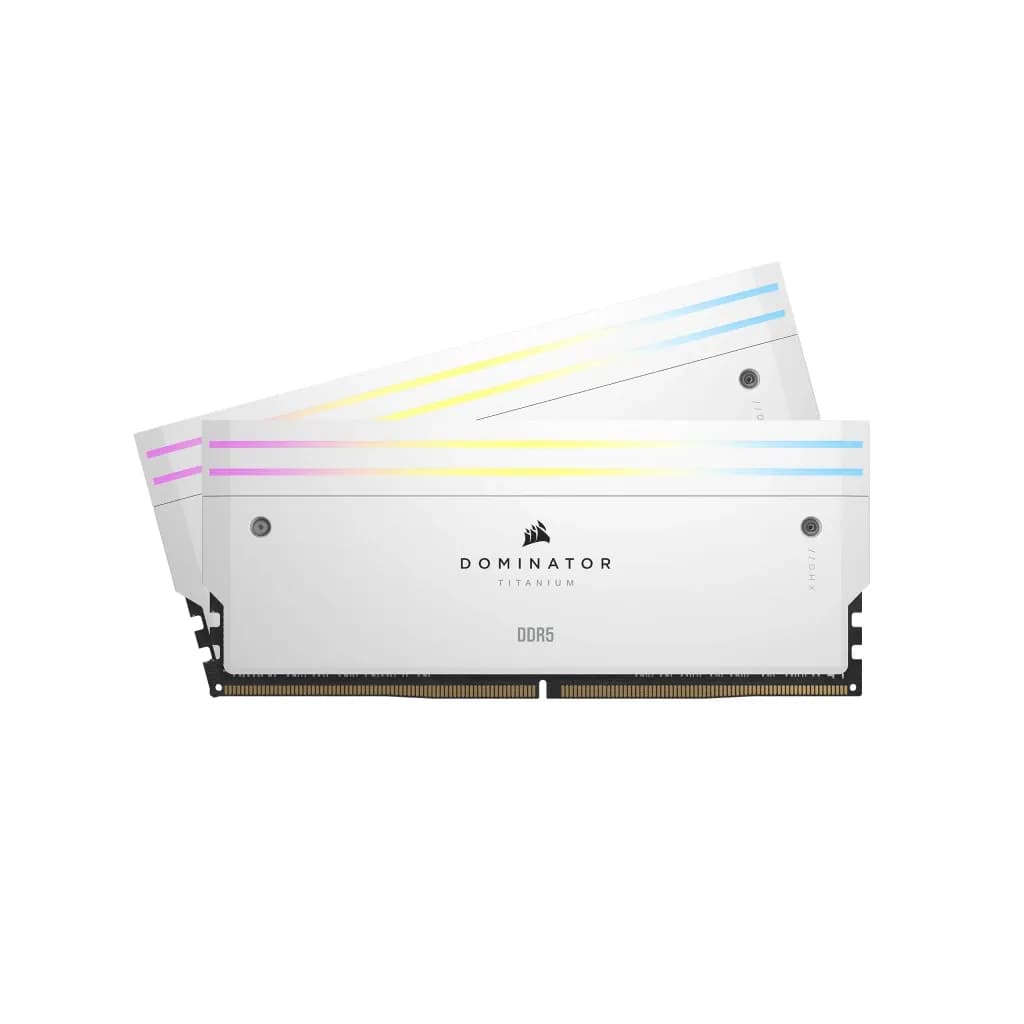 Corsair DOMINATOR TITANIUM RGB 96 Gt (2 x 48 Gt) DDR5 6600 MHz, CL32 -muisti, valkoinen (XMP) – Corsair