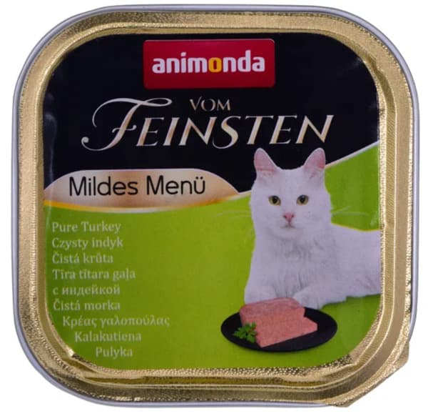 Animonda Vom Feinsten Mildes Menu Turkey, Kissan märkäruoka, Adult, Herkkä ruoansulatus, 100 g – Animonda