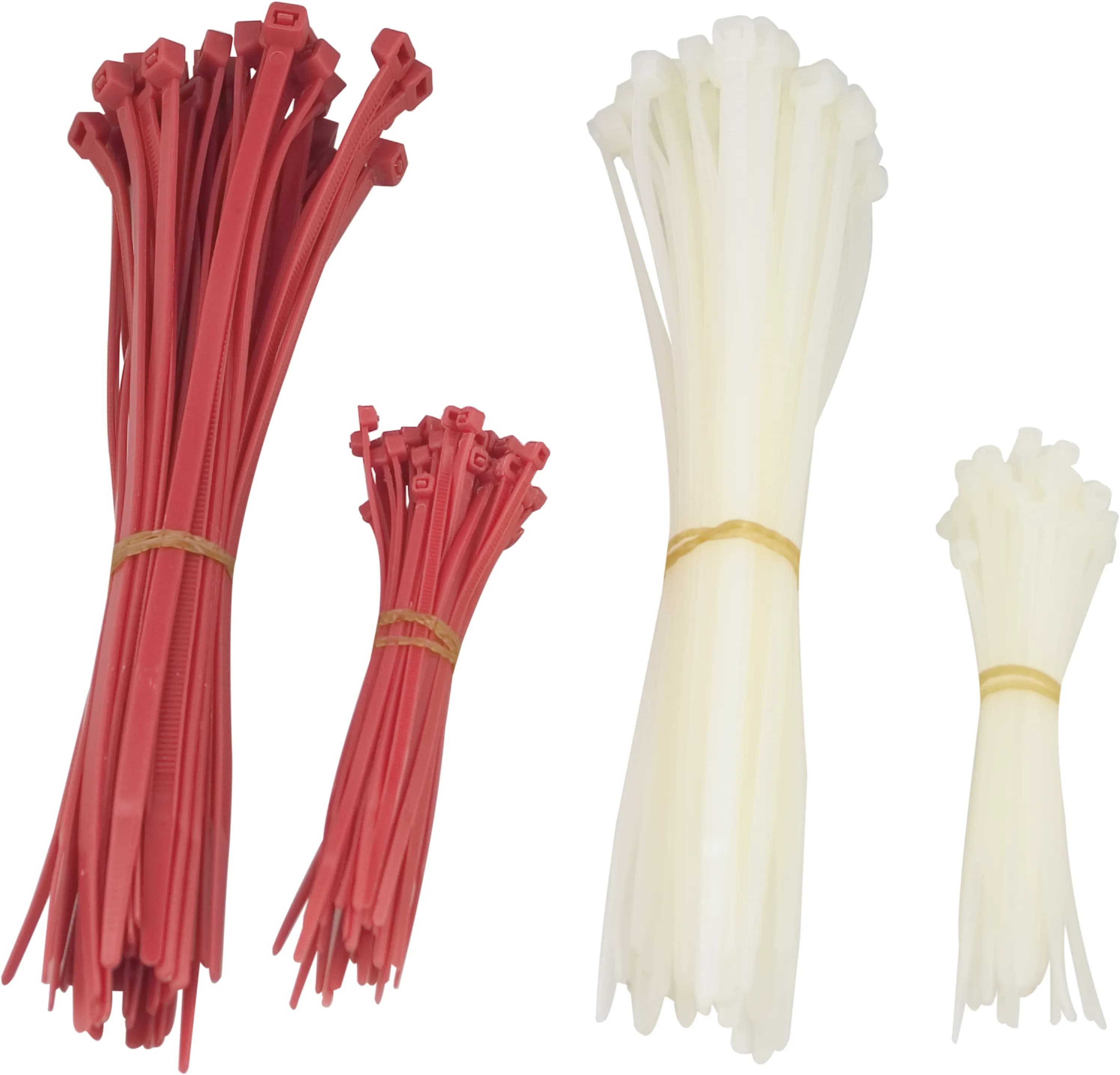 DELTACO nippuside, 100mm & 200mm, 200-pakkaus, punainen/valkoinen – Deltaco