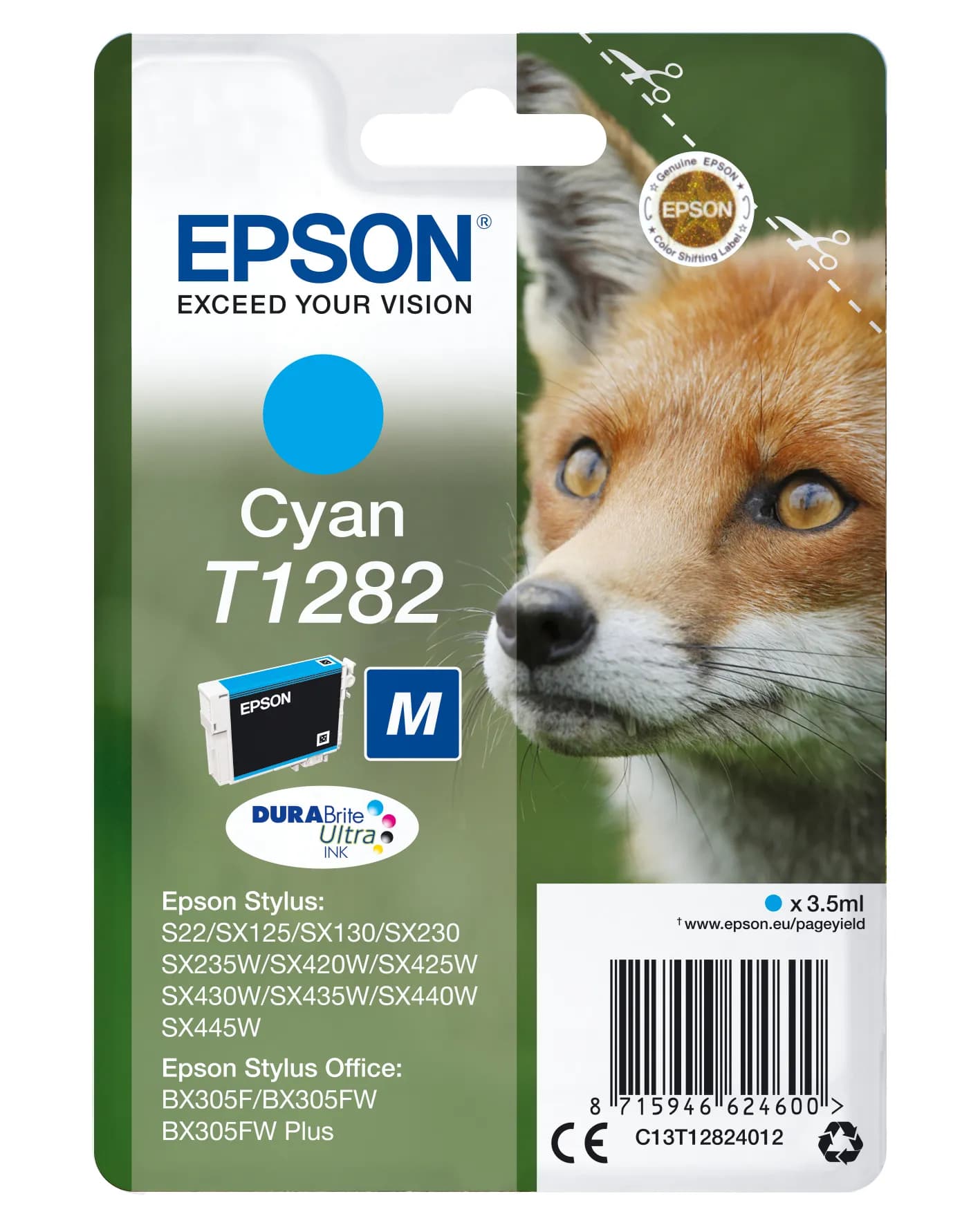 Epson T1282 M-mustekasetti, 3.5 ml, syaani – Epson