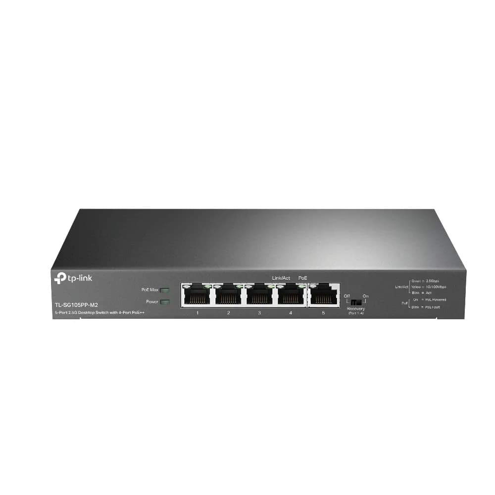 TP-Link TL-SG105PP-M2 - 5-porttinen 2,5 gigabitin hallitsematon PoE++ -kytkin, Musta