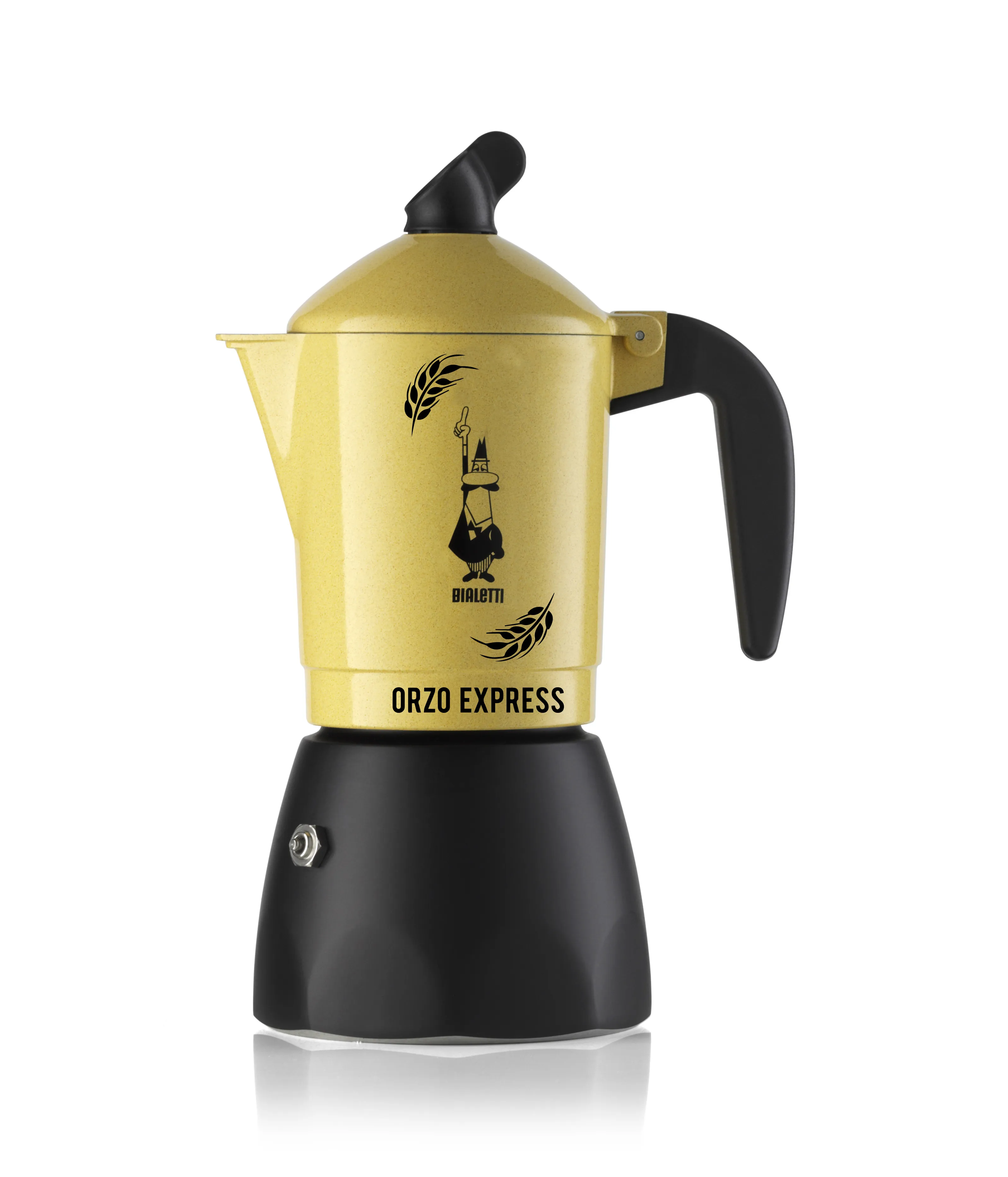 Bialetti Orzo Express -mutteripannu, 4 kuppia, alumiini, musta ja keltainen
