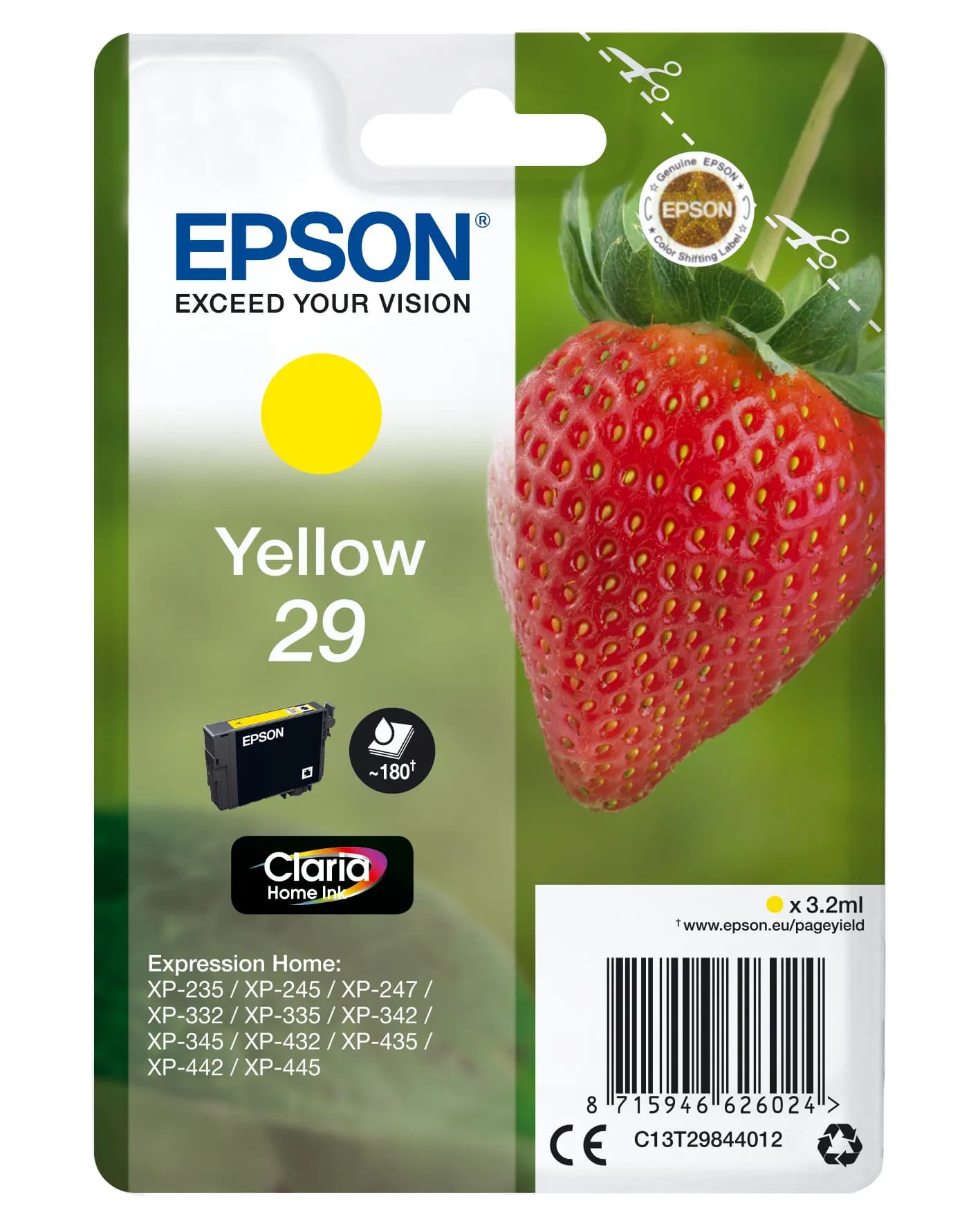 Epson C13T29844012-mustekasetti, 3.2 ml, keltainen – Epson