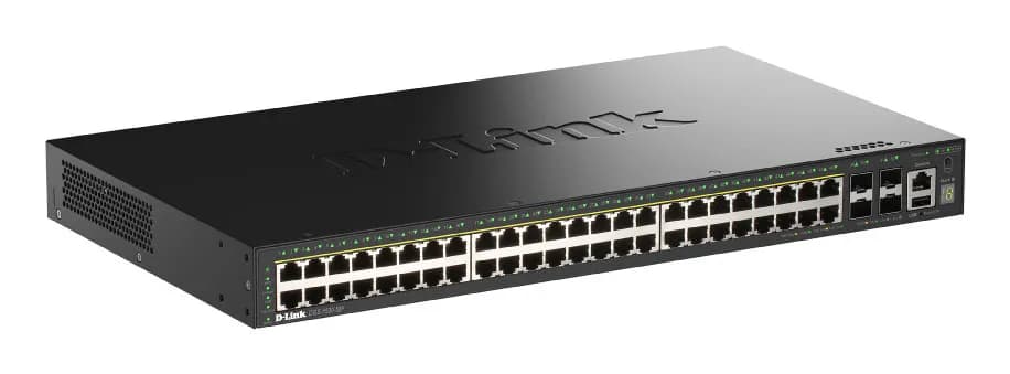 D-Link DGS-1530-52P/E - Hallittava 48-porttinen Gigabit PoE+ -kytkin, Musta