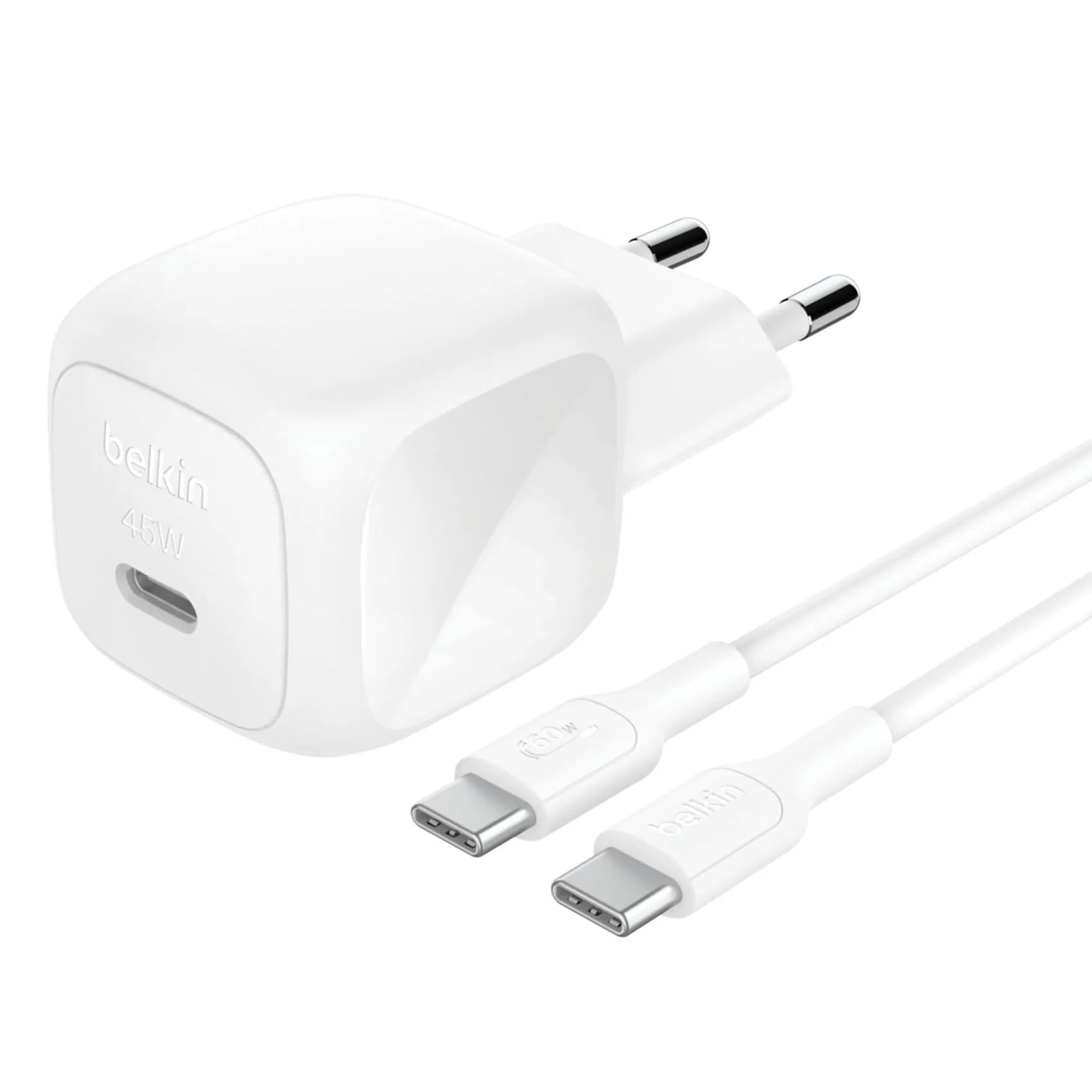 Belkin Boost Charge 45W PD USB-C -laturi, Valkoinen, 1m USB-C