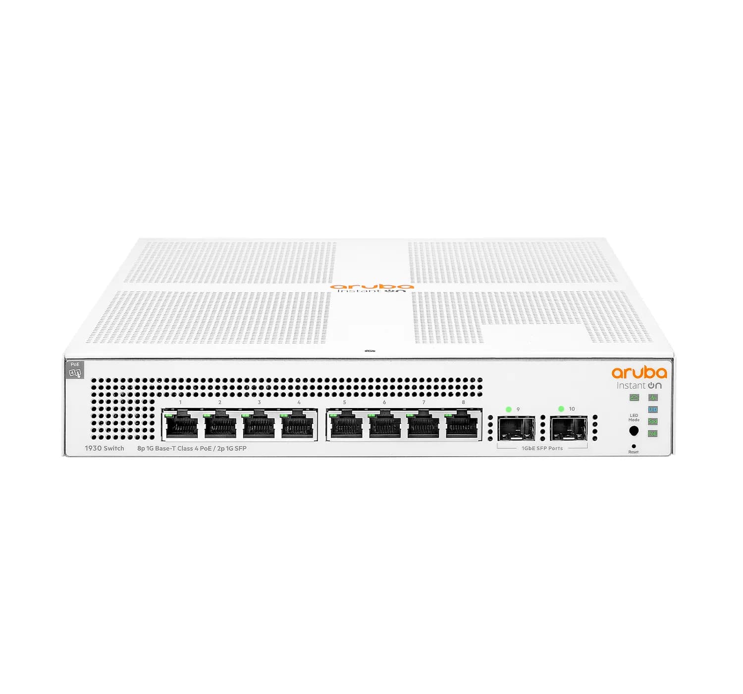Aruba Instant On 1930 8G Class4 PoE 2SFP 124W Switch 8x 10/100/1000T 30W PoE ports and 2 SFP 1GbE ports. Plug-and-play switches optimized with Instant – ARUBA