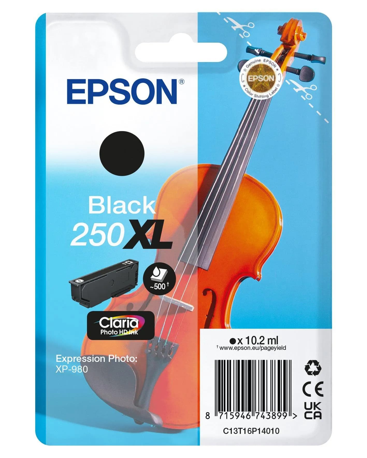 Epson 250XL -mustekasetti, 10.2 ml, musta
