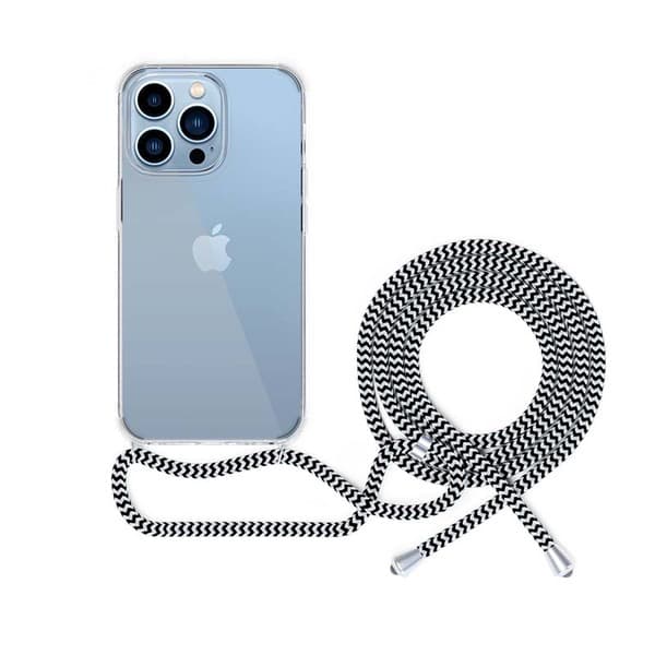 Epico Nake String, iPhone 13 Pro Max -suojakuori, Läpinäkyvä, Musta/Valkoinen – EPICO
