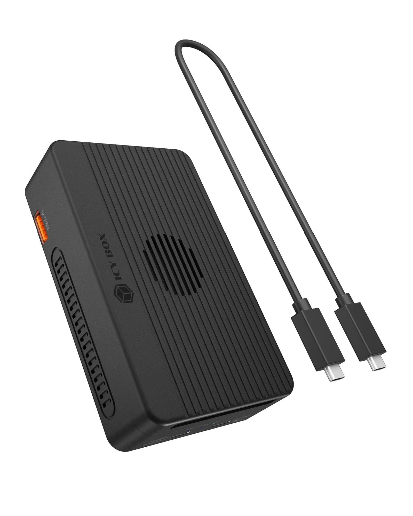 ICYBOX IB-RD2818DK-40G kaksipaikkainen M.2 NVMe -telakka, USB4 / Thunderbolt 3, laitteistotason RAID 0/1, 40 Gb/s