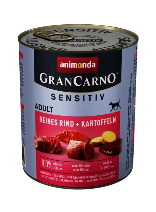Animonda GranCarno Sensitiv Adult Pure Beef with Potatoes, Koiran märkäruoka, 800 g – Animonda
