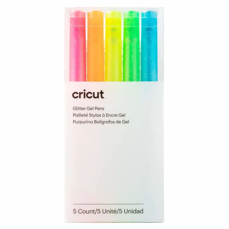 Cricut Glitter Gel Neon pens 5-pack (Pink, Orange, Yellow, Green, Blue) – CRICUT
