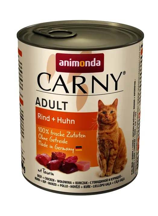 Animonda Carny Adult Beef + Chicken, Kissan märkäruoka, Viljaton, 6 x 800 g – Animonda