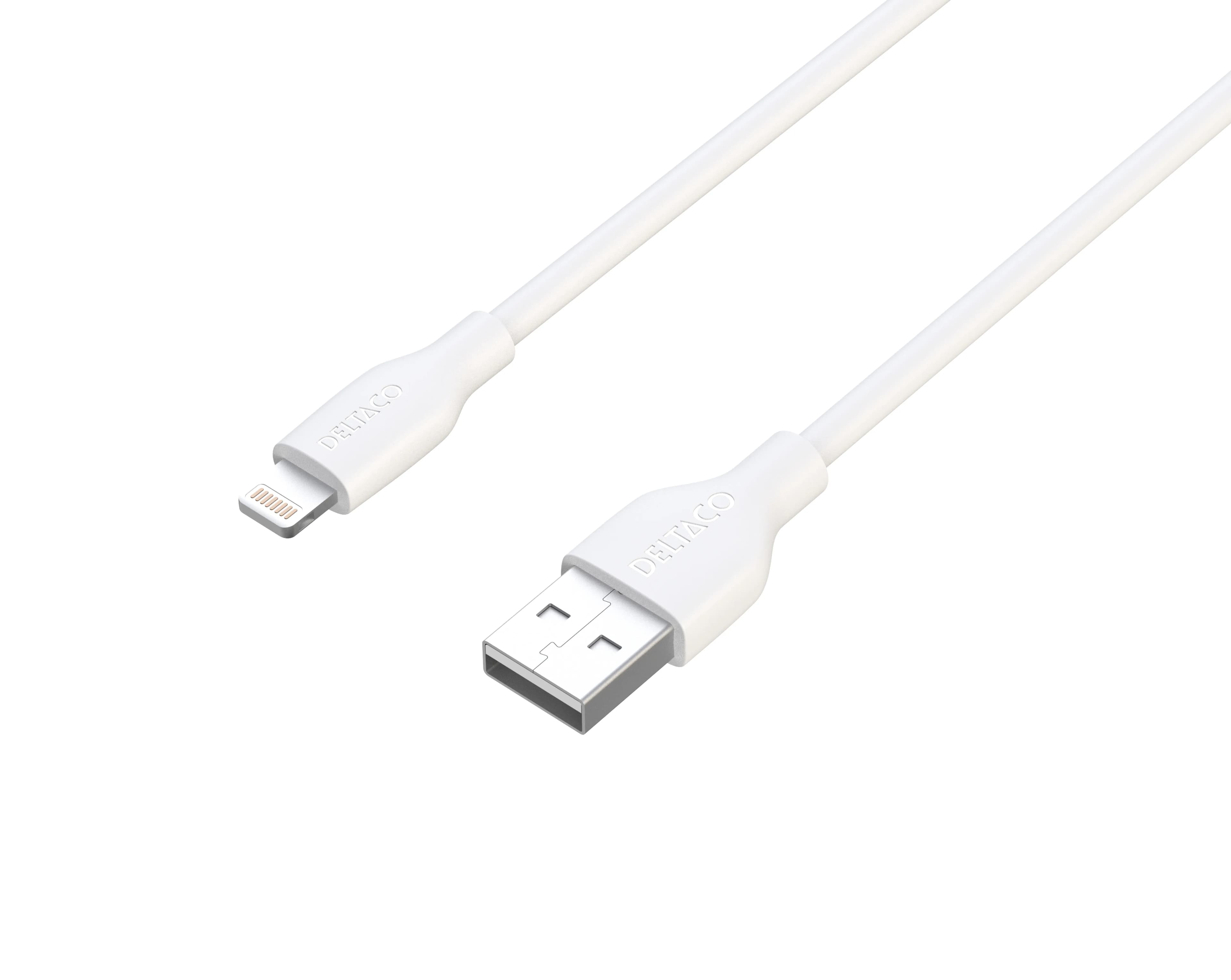 Deltaco IPLH-401-1 USB-A – Lightning -kaapeli, 1 m, valkoinen