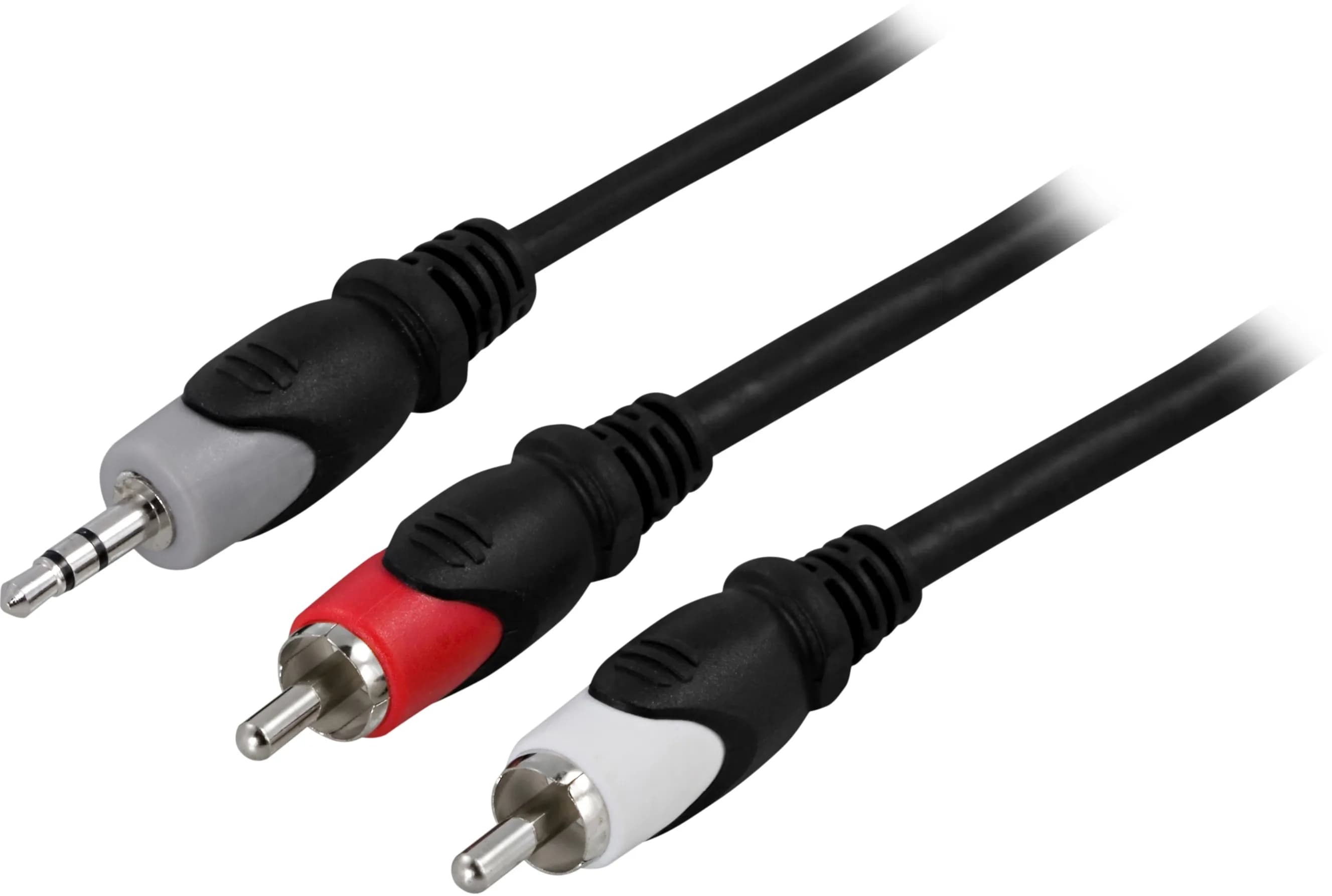 Deltaco MM-138 3,5 mm – 2x RCA -audiokaapeli, 0,5 m, musta – Deltaco