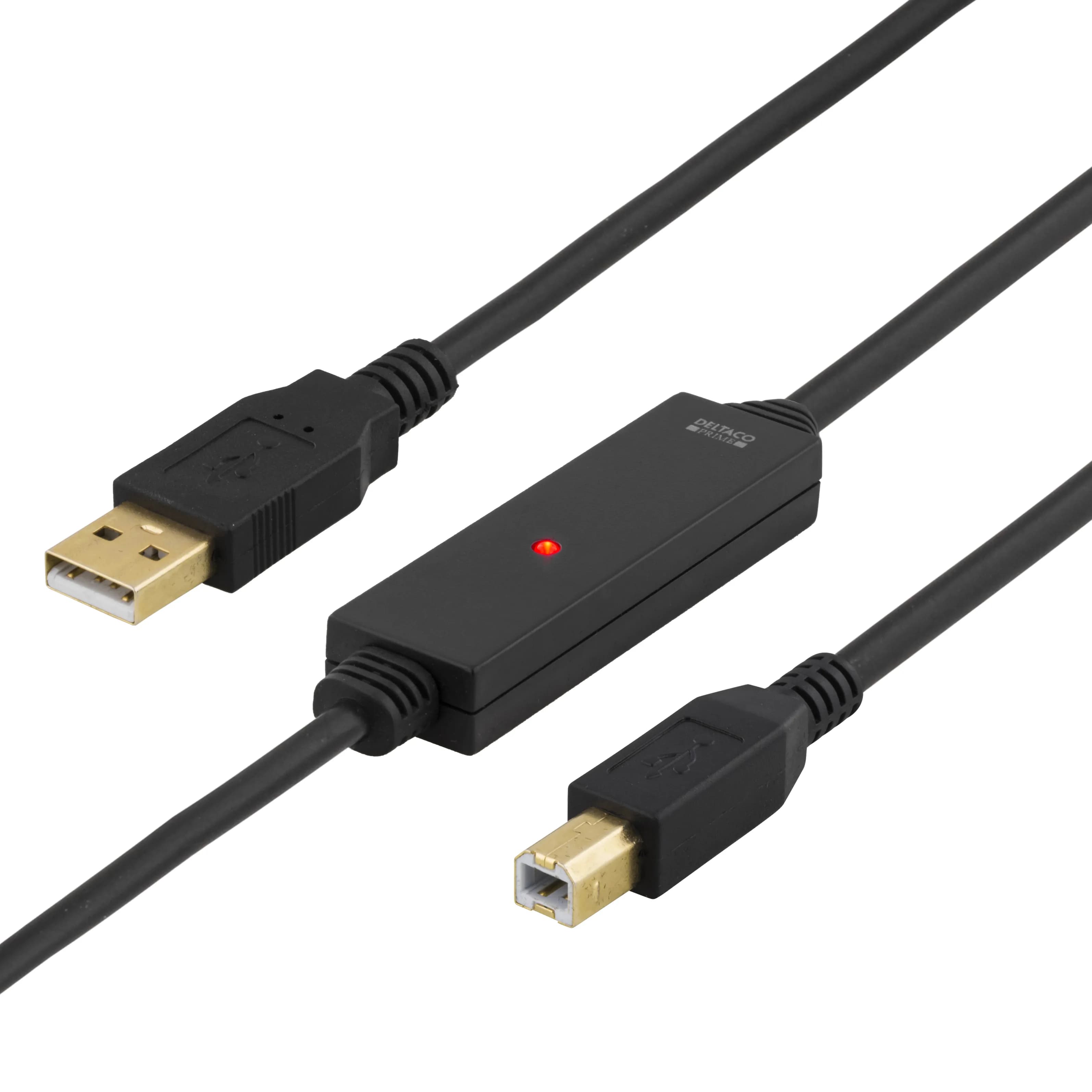 Deltaco USB-EX05M USB 2.0 USB-A – USB-B -kaapeli, 5 m, musta