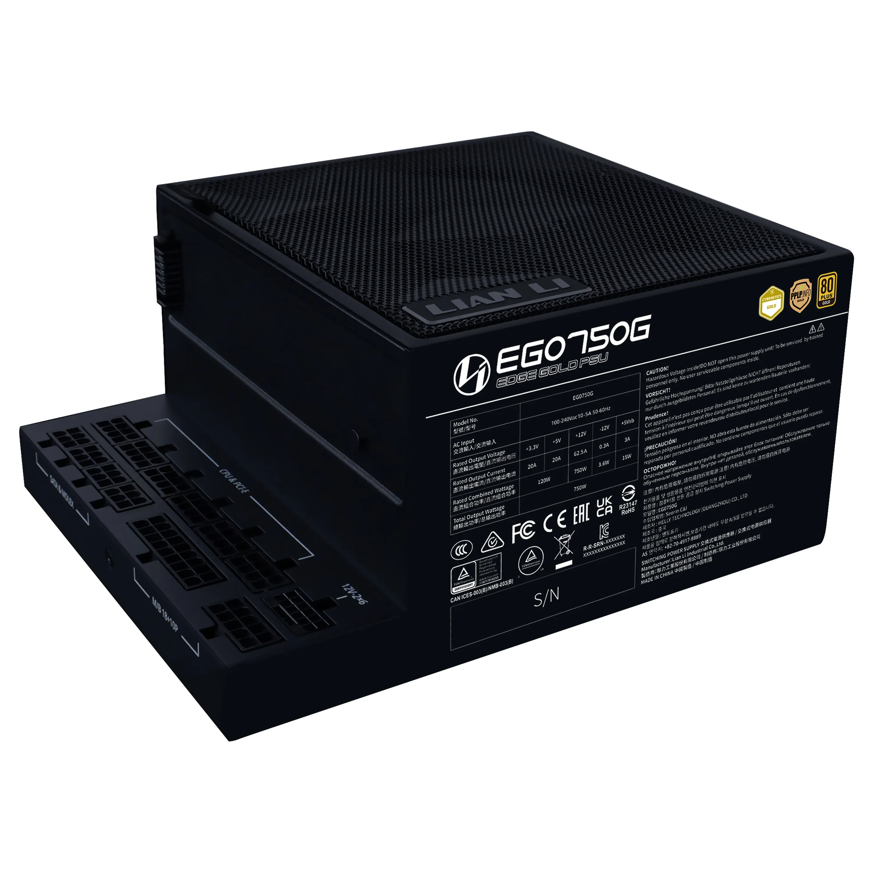 Lian Li Edge 750W -virtalähde, 80 Plus Gold – Lian-Li