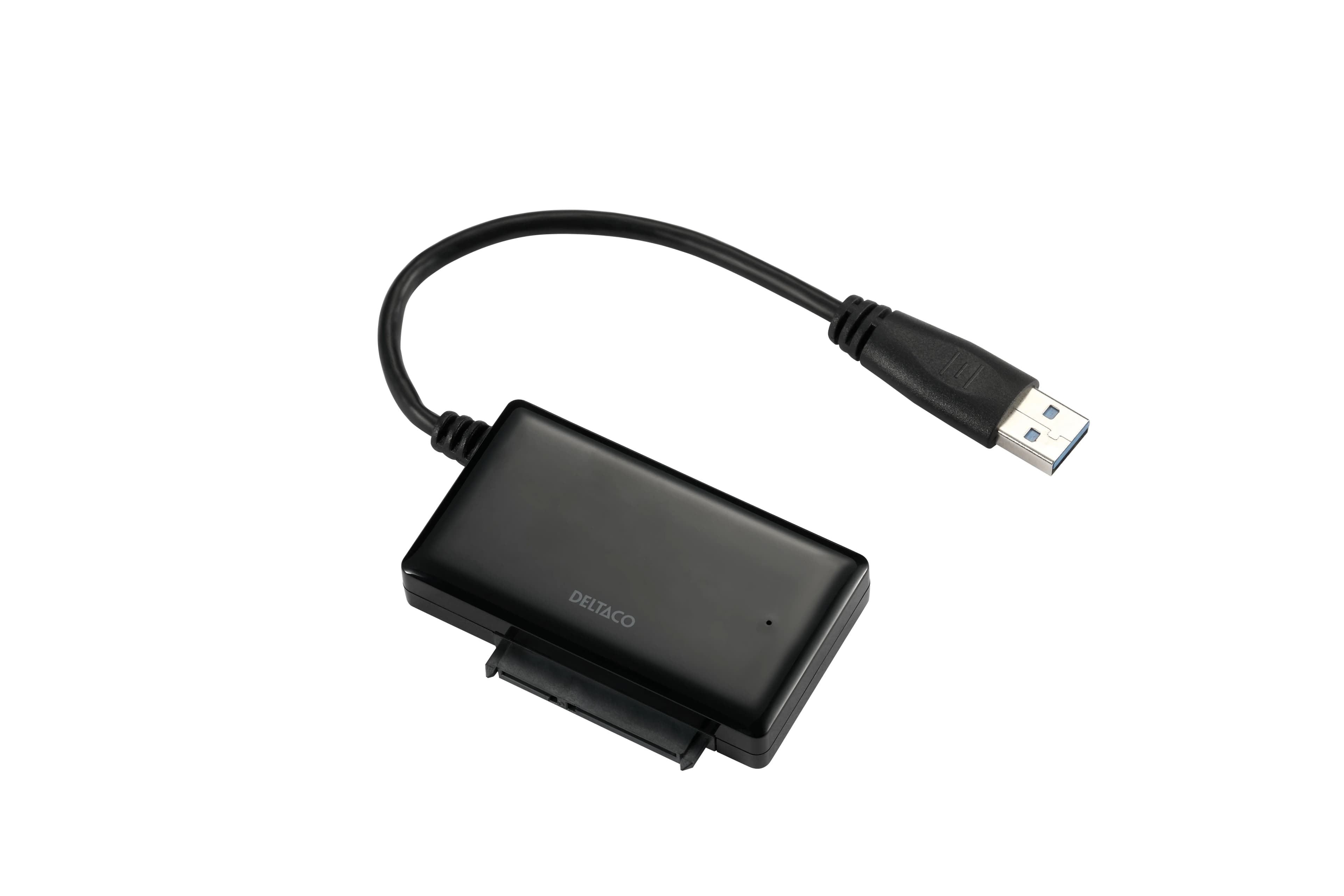 DELTACO USB3-SATA6G2 USB → SATA -sovitekaapeli, 2,5" HDD/SSD-asemille, USB 3.0, SATA 6 Gb/s, musta