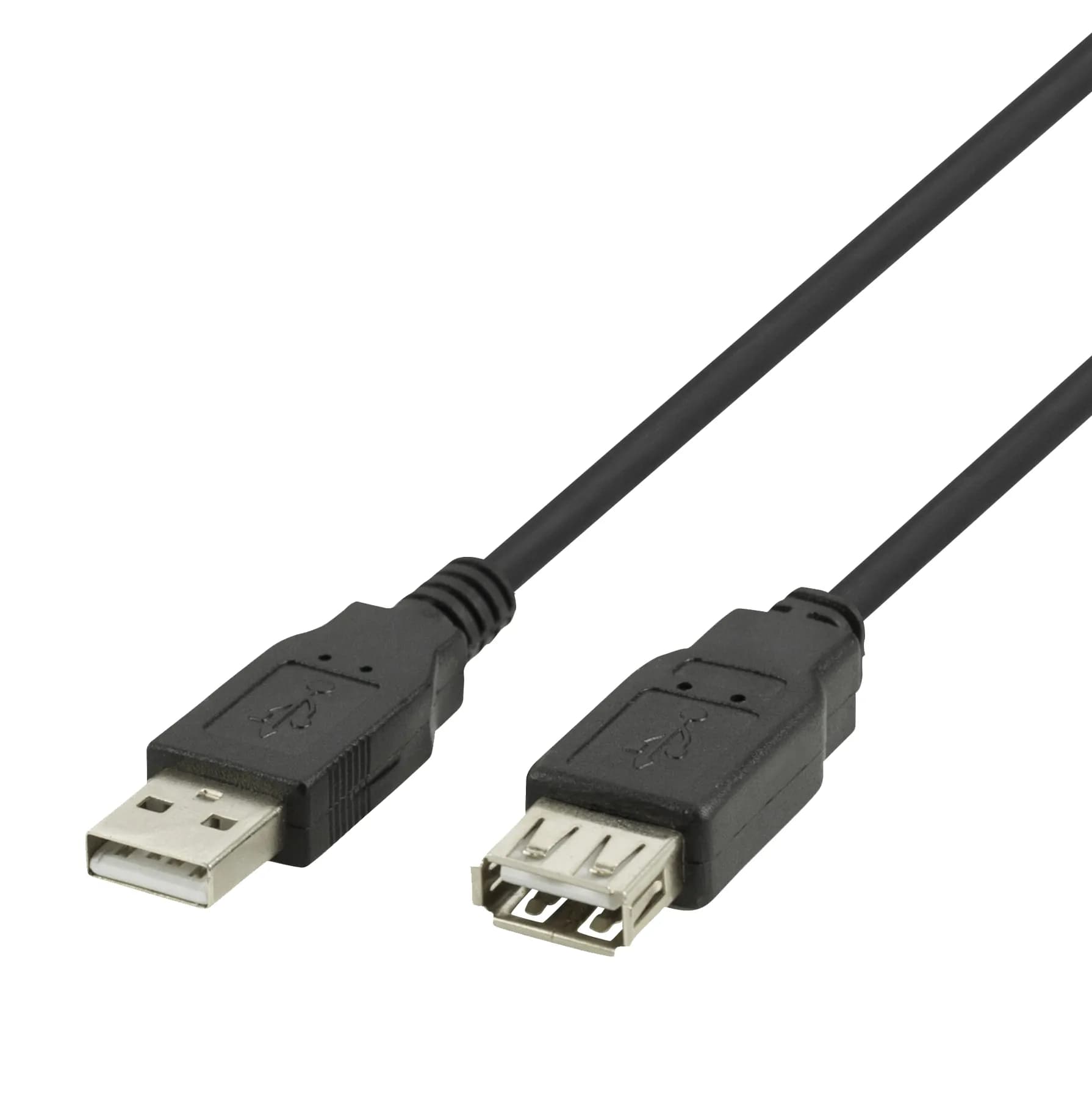 Deltaco USB 2.0 -jatkokaapeli, 2 m, musta