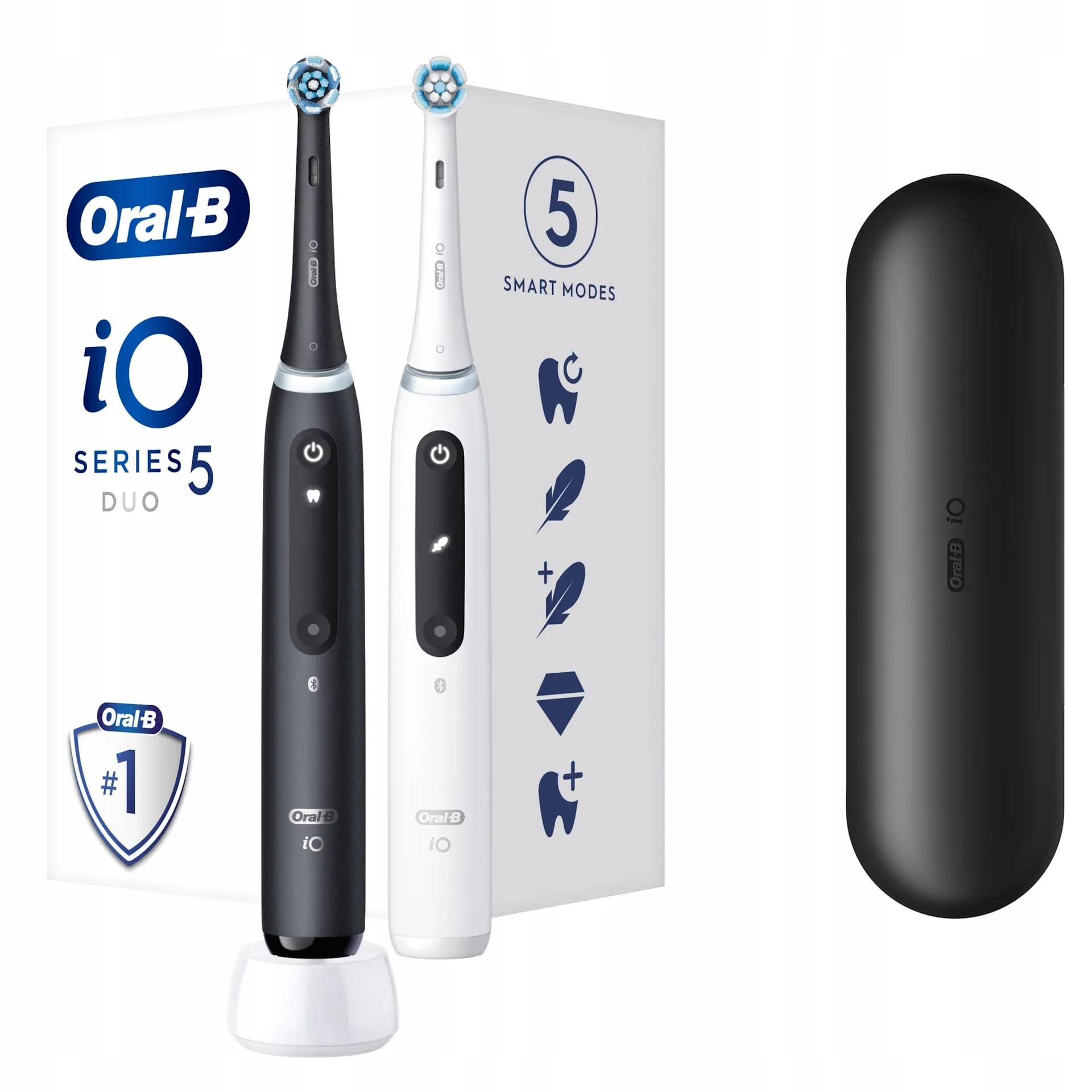 Oral-B iO Series 5 -sähköhammasharja, 2 kpl, musta/valkoinen
