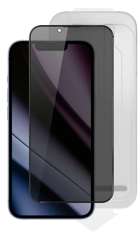 Epico Privacy Glass 3D Ultra-wide Fit -suojalasi pölyttömällä applikaattorilla iPhone 13/13 Pro/14/16e -puhelimelle. – EPICO