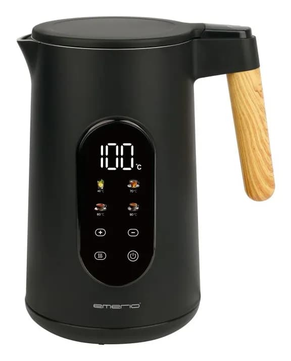 Emerio WK-132230 -vedenkeitin, 1,7 l, 2200 W, Matt Black/Wood – EMERIO