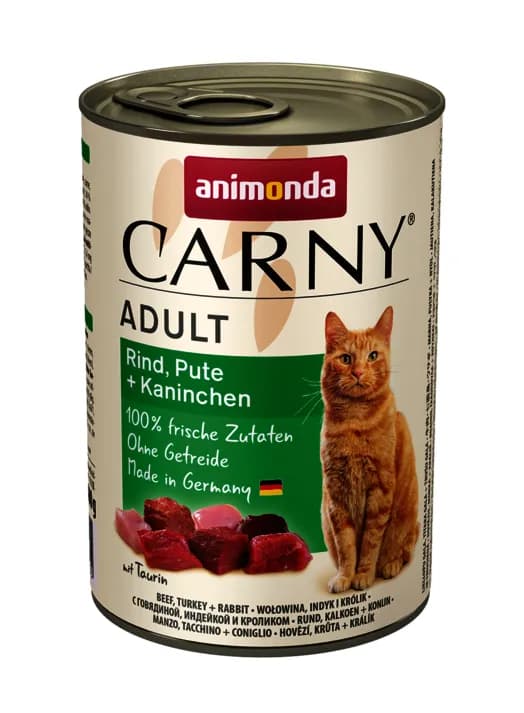 Animonda Carny Adult Beef, Turkey & Rabbit, Kissan märkäruoka, 400 g – Animonda