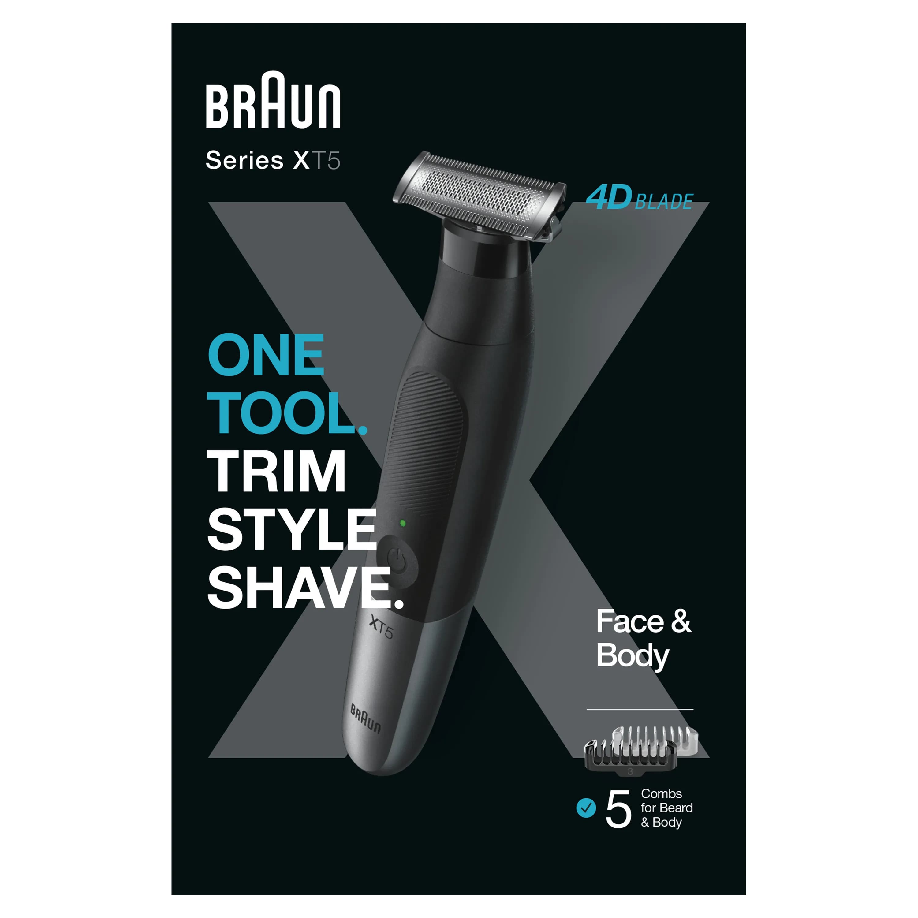Braun Series XT5 -trimmeri, body groomer ja parranajokone – Braun