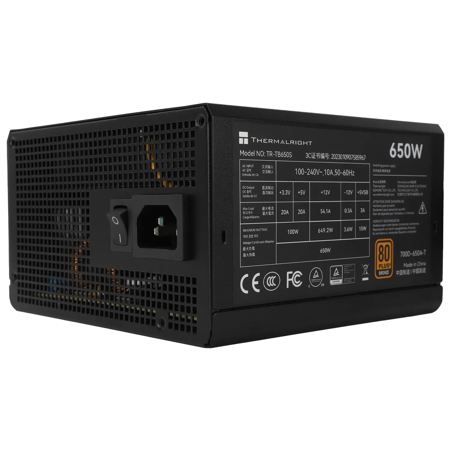 Thermalright TR-TB650S 650W -virtalähde, 80 Plus Bronze