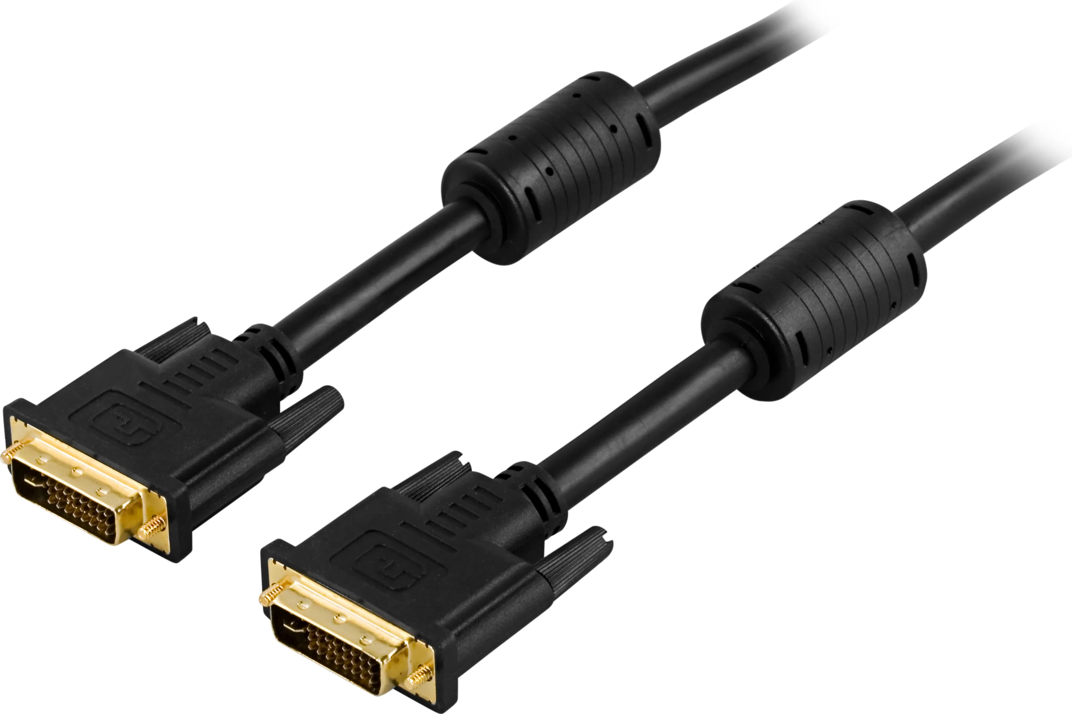 DELTACO DVI-I Dual Link -kaapeli, 2 m, musta – Deltaco