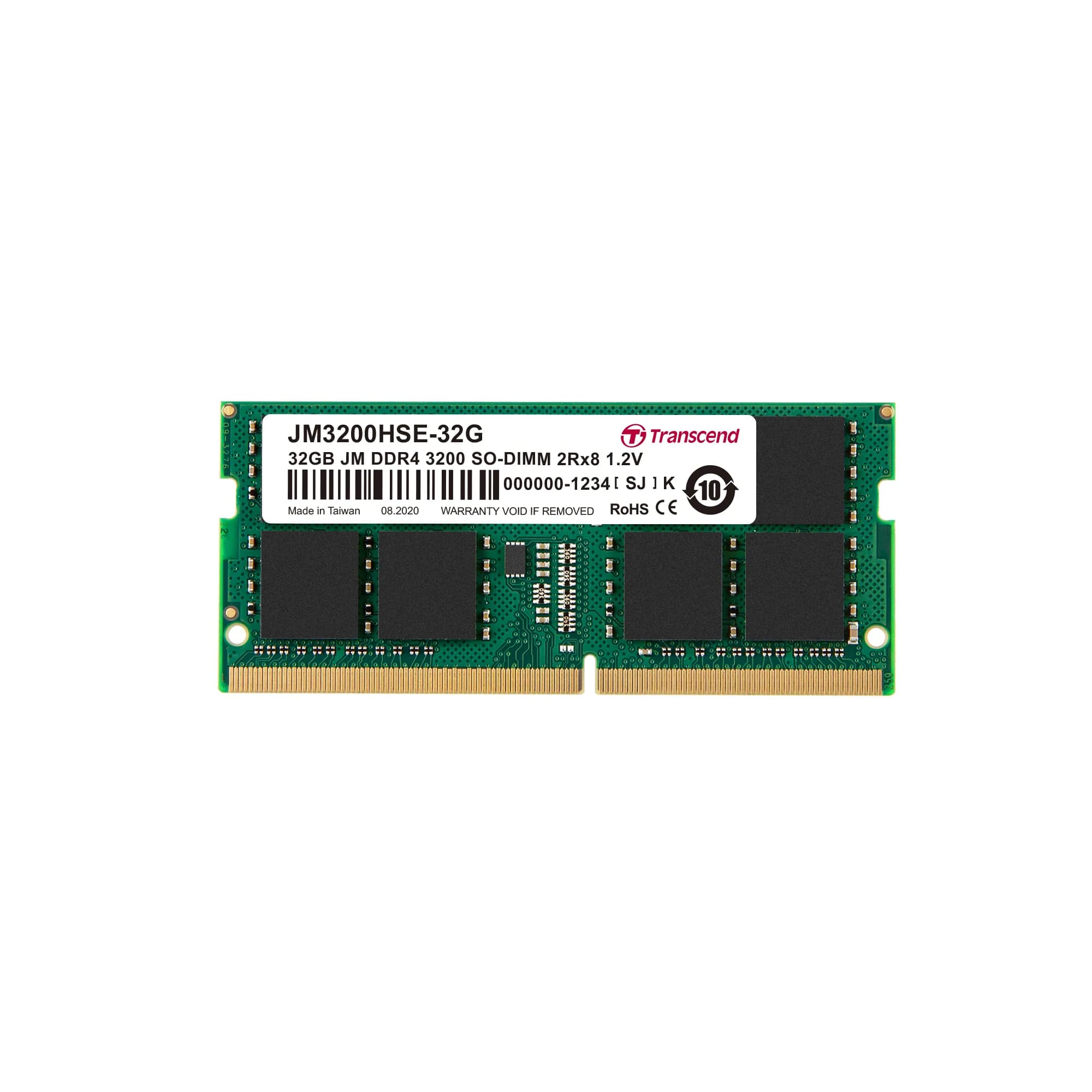 Transcend JetRam 32 Gt (1 x 32 Gt) DDR4 3200 MHz, CL22 -muisti, vihreä – Transcend
