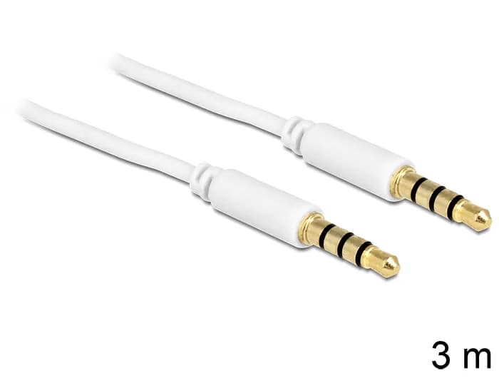 DeLOCK 83442 kullattu 3,5 mm -audiokaapeli, 3 m, valkoinen – Delock