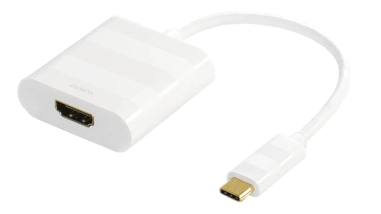 Deltaco USB-C – HDMI -adapteri, Valkoinen – Deltaco